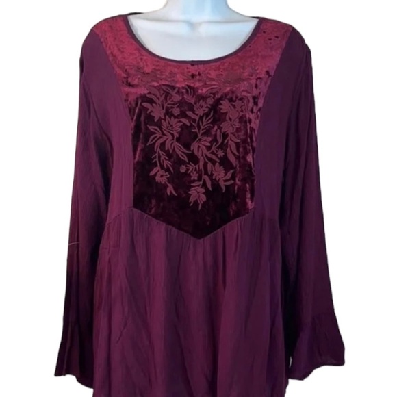 Indigo Soul Women's Wine Red Velvet Bib Top - Picture 1 of 6